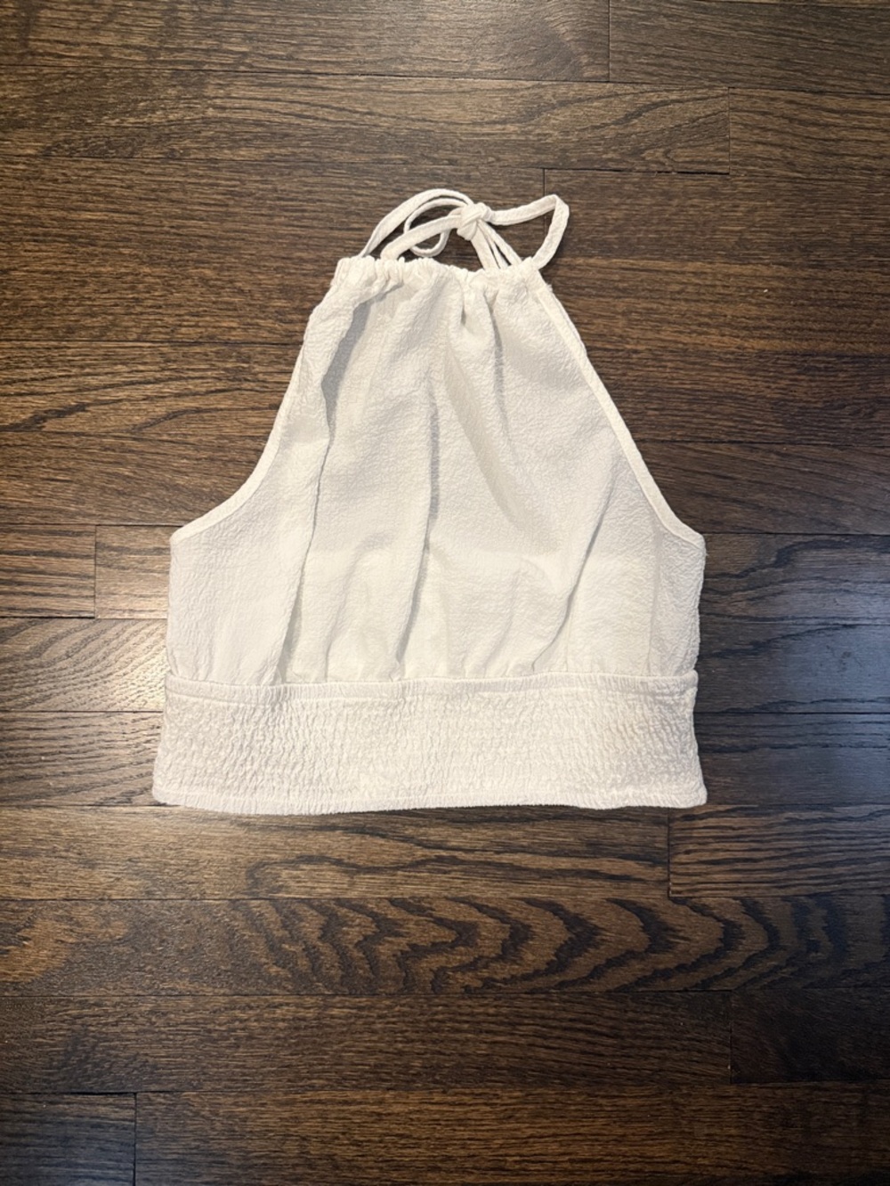 SHEIN White Halter Smocked Crop Top